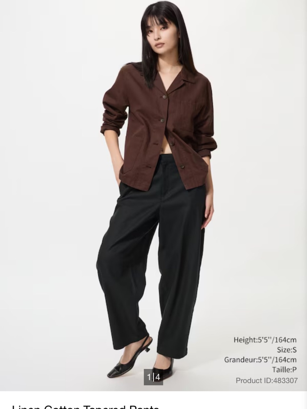 Black Linen-Cotton Tapered Pants